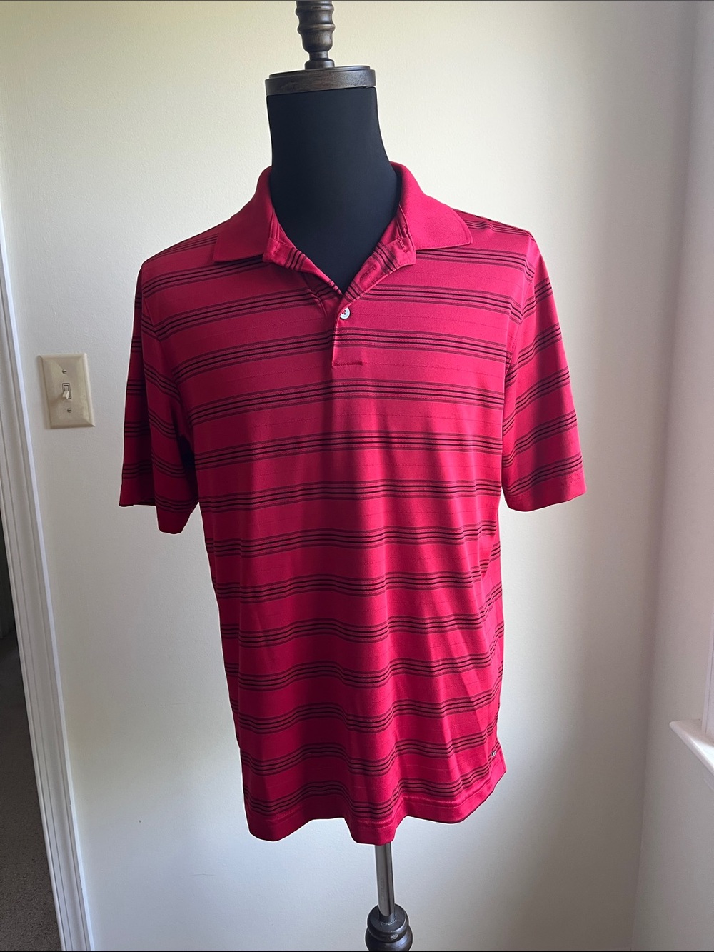 Champion Red Polo with Black Stripes